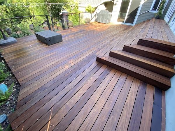 Luxury refinished Ipe deck with chocolate finish