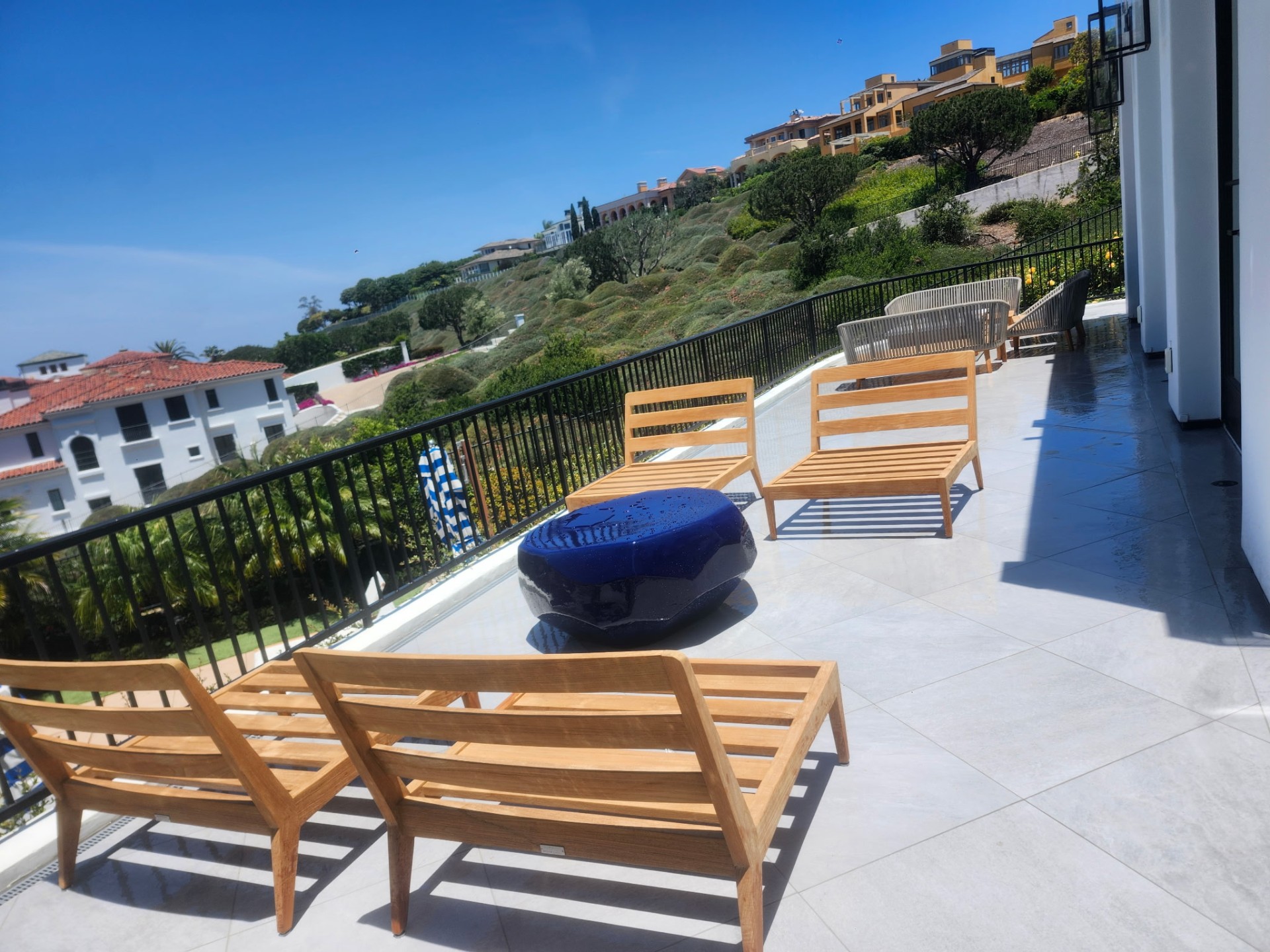 Veranda Lounge Suite — teak restoration by My Teak Pro for a Newport Beach client, finished in Newport Coast, CA